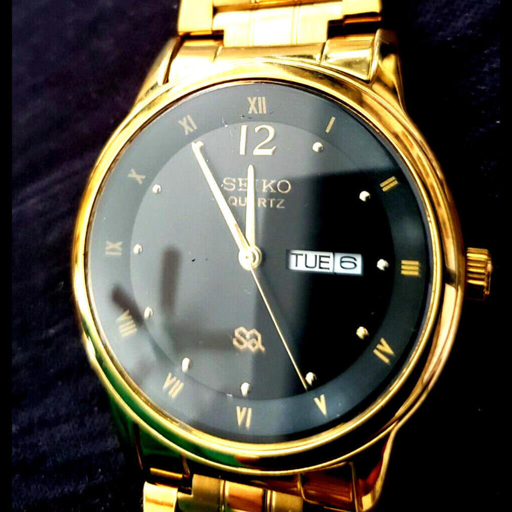SQ23 Gold Black‎ Dial New Miyota Mvt & Batt Men's 41mm Watch - Picture 4 of 12
